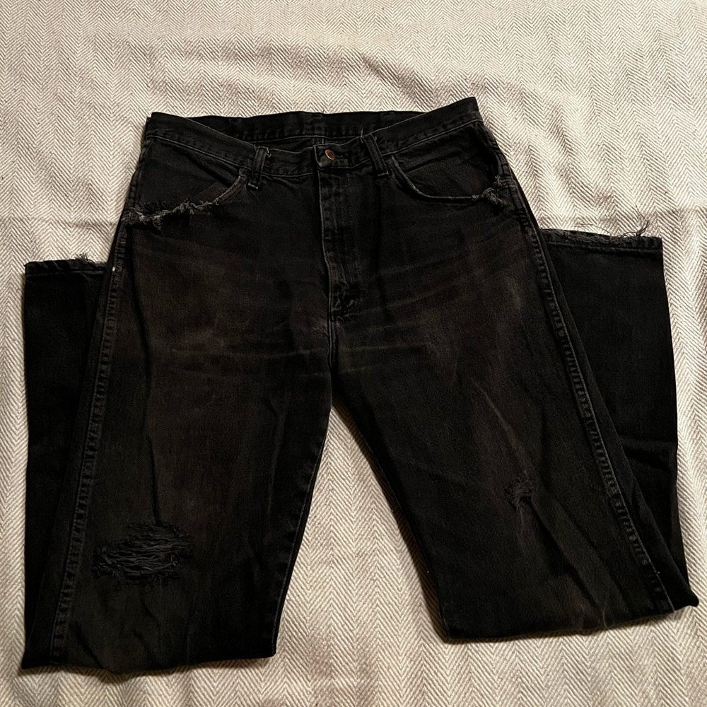 Distress Black baggy rustler jeans